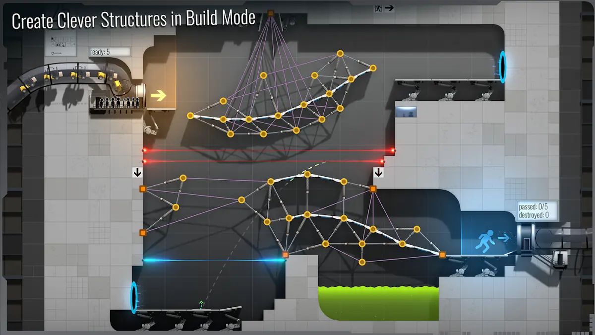 Test chamber with a bridge in Bridge Constructor Portal