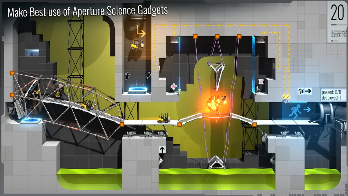 Completed bridge run in Bridge Constructor Portal
