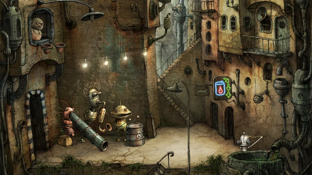 Rusted industrial scene in Machinarium